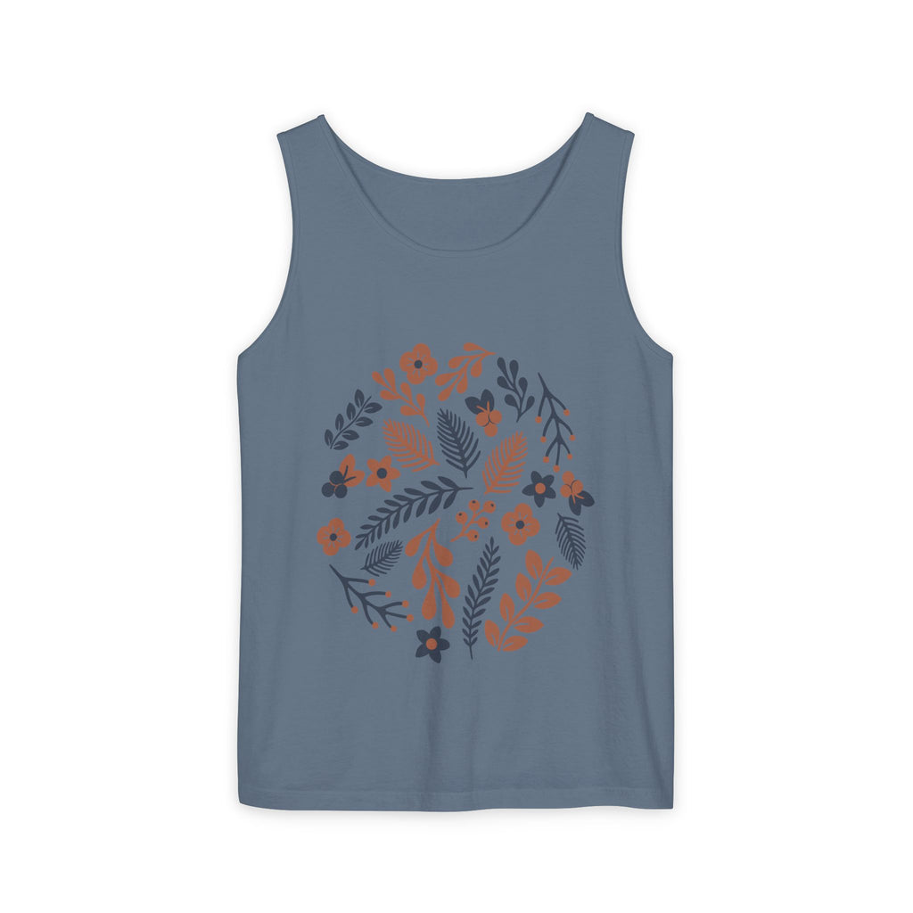 Floral Folk Circle Tank Top — Boho Botanical Graphic